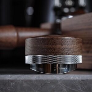 KNODOS 54mm Walnut Stainless Espresso Distributor Leveler for Breville
